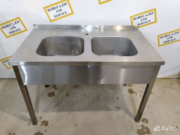 Ванна моечная 2х секц. Цельнотянутая 120х70х85