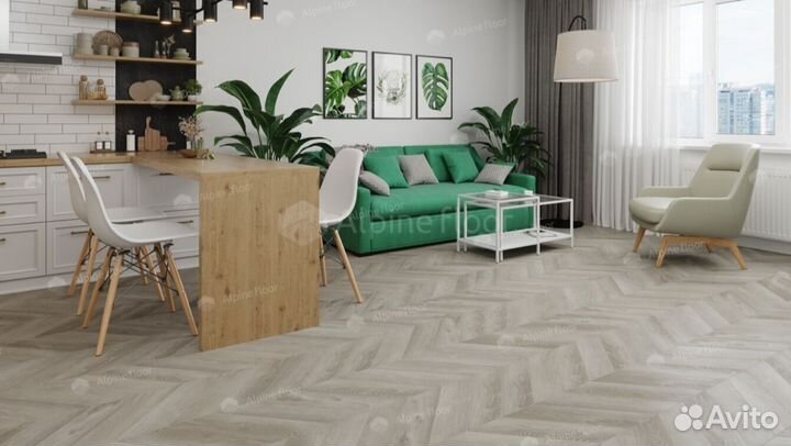 Spc ламинат Alpine floor LVT Дуб Фантазия Chevron