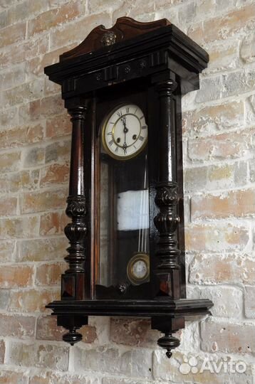 Часы старинные настенные, с боем, Густав Беккер