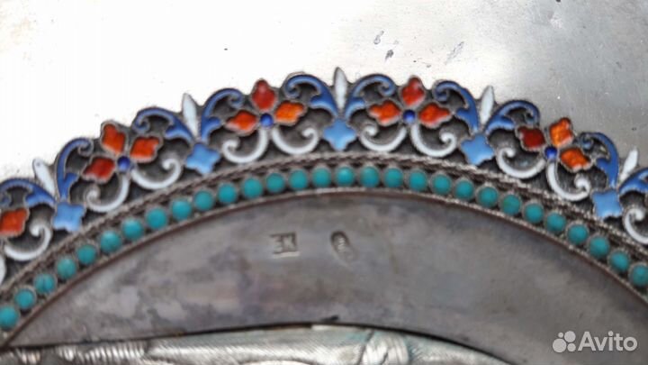 Икона Казанская божья матерь Серебро Эмаль