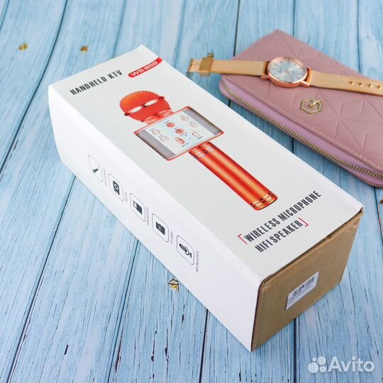 Караоке микрофон колонка серебро