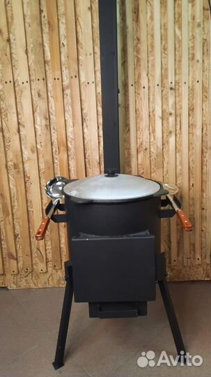 Казан 8л+ Печь с накладной Дверцей и Зольником + Ш