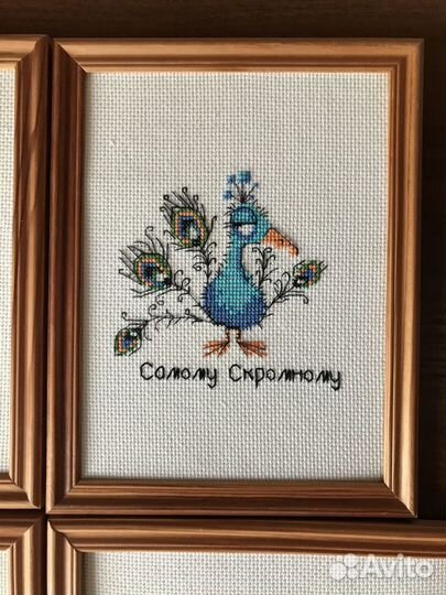 Вышивка крестом готовая. Вышивка в рамке