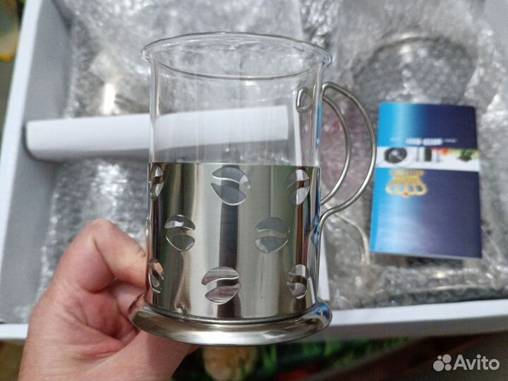 Подарок учителю френч-пресс 600 мл 4 стакана 200
