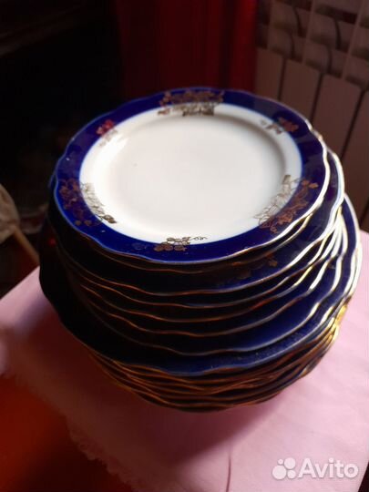 Тарелка кобальт. Дулево. Винтаж