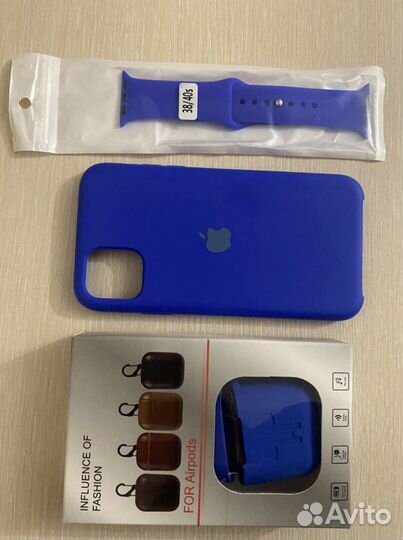 Набор чехол на айфон, ремешок на apple watch, чехо