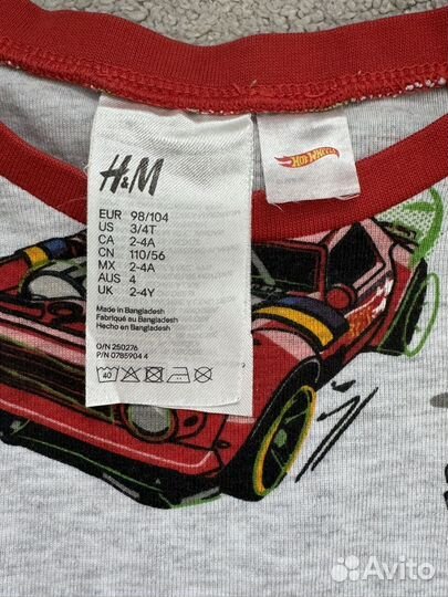 Пижама hot wheels H&M 98-104