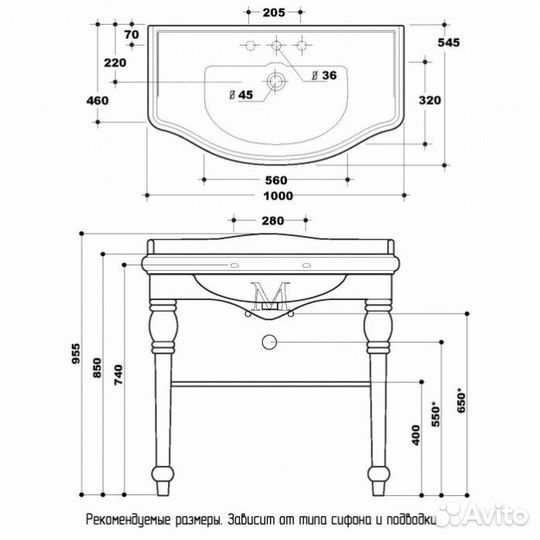Раковина с консолью Migliore Bella 20600+20717 золото