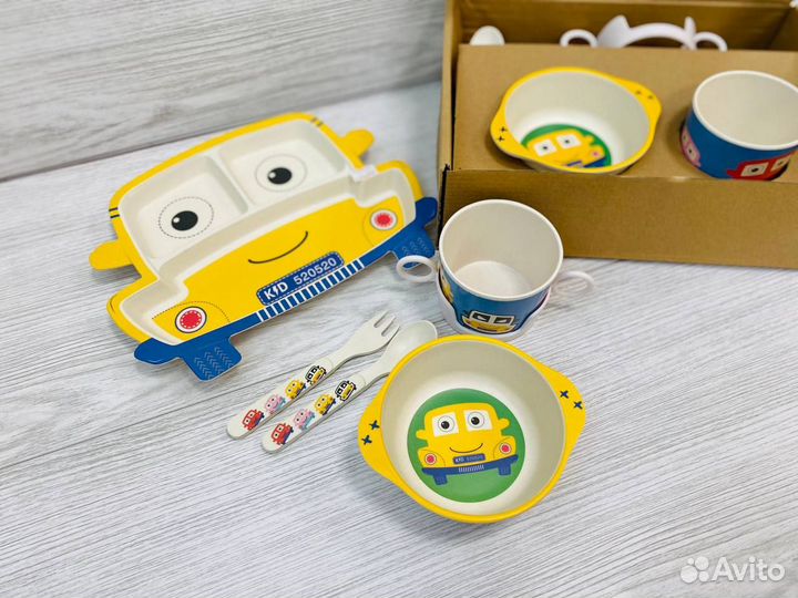 Набор посуды из бамбука Тачки, бамбуковая посуда