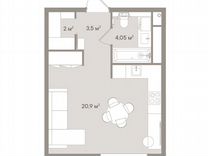 1-к. апартаменты, 30,5 м², 3/14 эт.