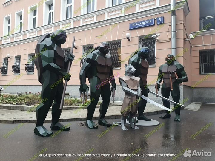 Полигональные фигуры из металла. Скульптура