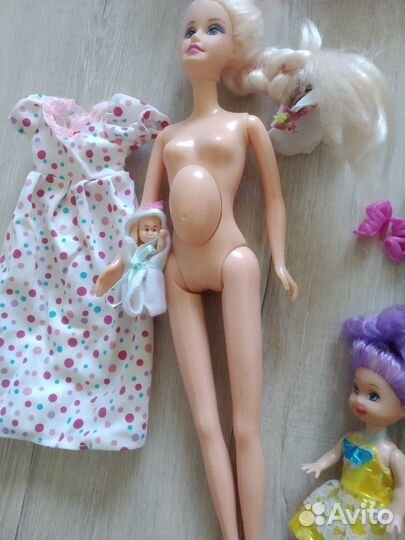 Кукла барби беременная + семья
