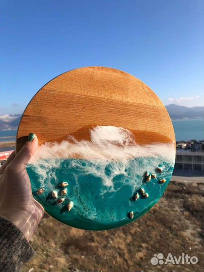 Сервировочная доска, бук, эпоксидная смола