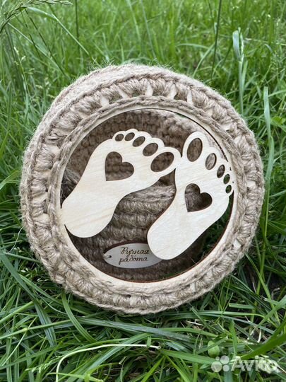 Джутовая корзина для хранения, подарок на крестины