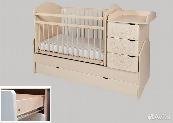 Кроватка детская трансформер с маятником