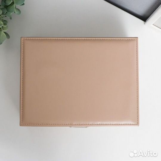 Шкатулка кожзам для украшений 'Кремовая матовая' 9