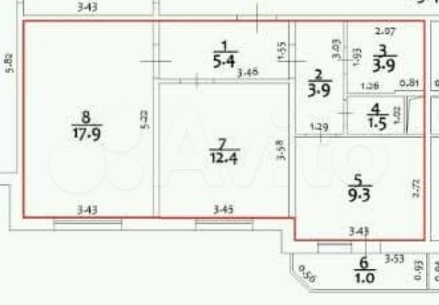 2-к. квартира, 55 м², 8/17 эт.