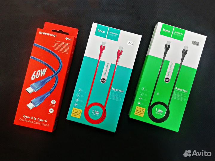 Кабель Type-C to Type-C 60W в ассортименте
