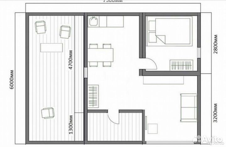 Дачный модульный домик 6х4,8