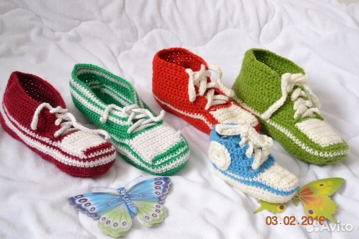 Вязаные тапочки, пинетки детские, носки вязаные
