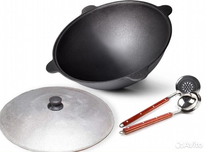 Казан чугунный узбекский с крышкой для плова