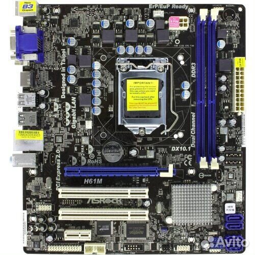Мат. плата ASRock H61M B3 (RTL) LGA1155 PCI-E+Dsub