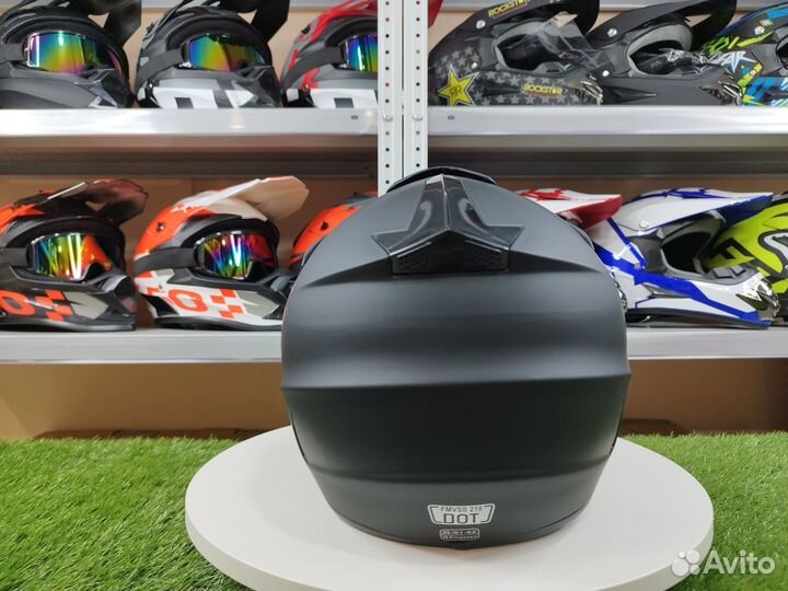 Кроссовый мотоциклетный шлем. Черный матовый