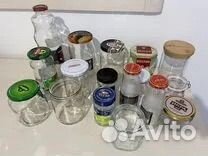 Стеклянные банки разных размеров. Много
