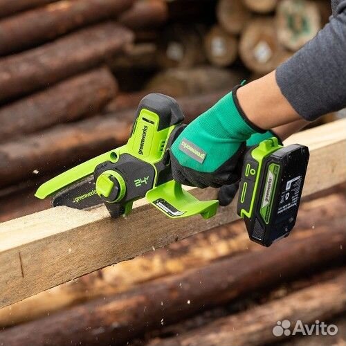 Цепная мини пила Greenworks, 24V, с АКБ