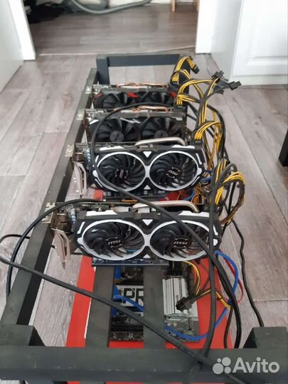 Риг на 4 видеокарты rx570-580 8gb