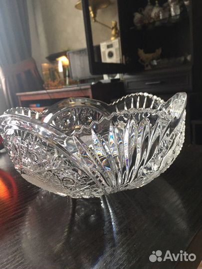 Хрустальная ваза (салатник) большая тяжёлая