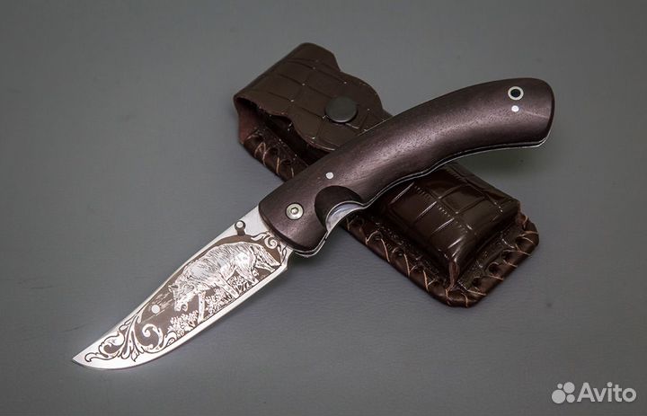 Нож складной Таежник из стали 95х18 с гравировкой