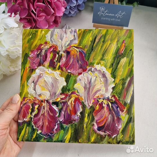 Ирисы картина маслом с цветами цветы ирисы