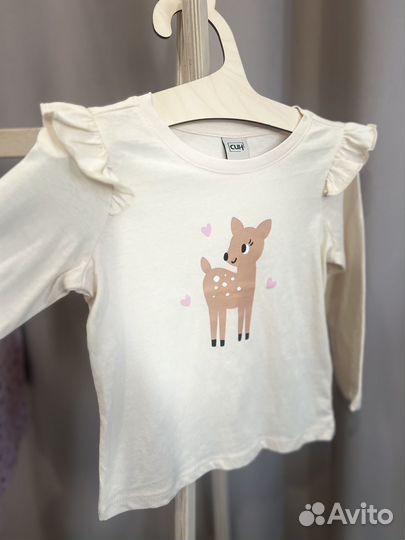 Футболка с длинным рукавом на девочку 80 см Син