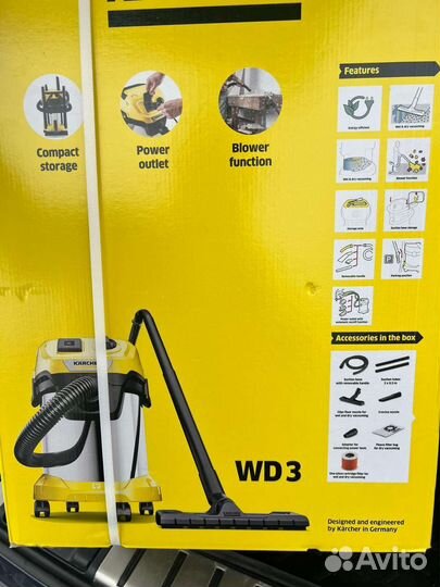 Пылесос новый/гарантия Karcher wd 3 с разеткой
