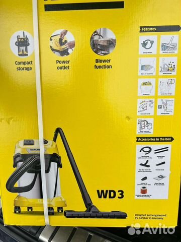 Пылесос новый/гарантия Karcher wd 3 с разеткой