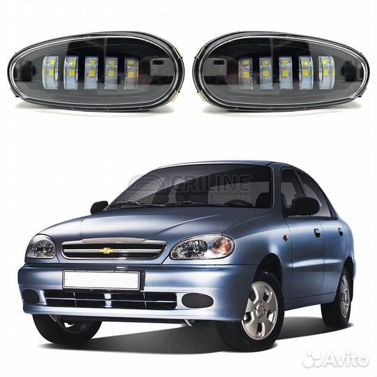 Led противотуманные фары на chevrolet lanos 100 w