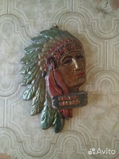 Настенное панно «Индеец», антиквариат