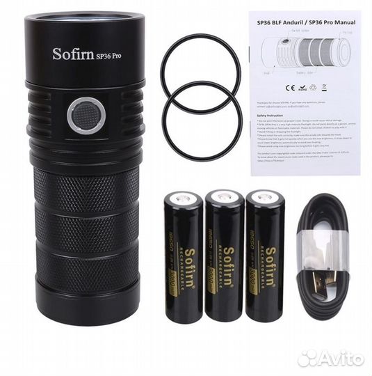Фонарь мощный Sofirn SP 36 Pro 8000lm + 3 акб
