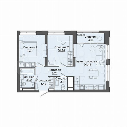 2-к. квартира, 61,2 м², 17/31 эт.