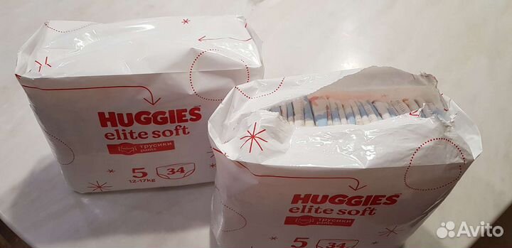 Подгузники трусики huggies elite soft -5; 12-17 кг