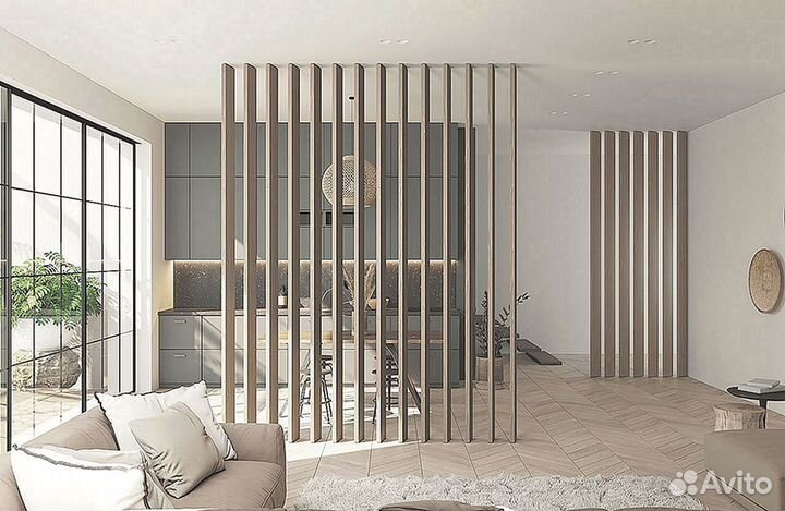 Реечные перегородки декоративные