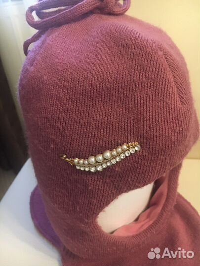 Шапка шлем для девочки 52 54 зима