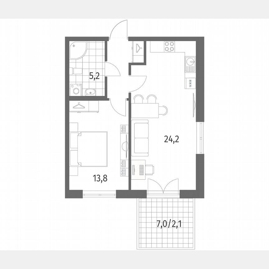1-к. квартира, 49,4 м², 1/9 эт.