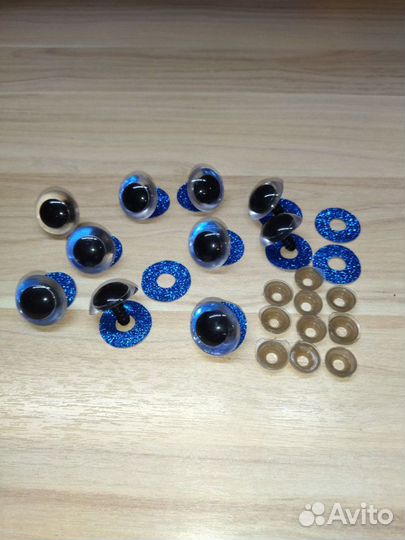 Глазки для игрушек сине-голубые 3D 10 шт