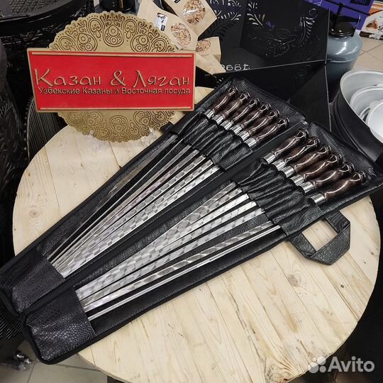 Набор шампуров в двойном чехле рк кож/зам 50 см