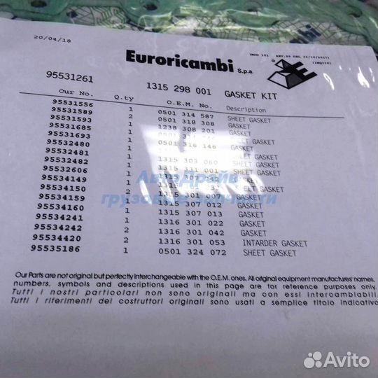 Прокладки кпп ZF 16S181 95531261