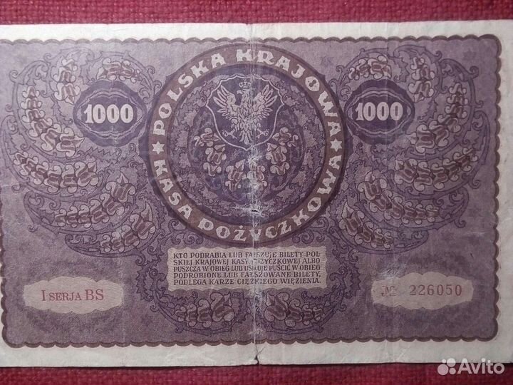 Польша /банкнота 1.000 злотых 1919 год/F