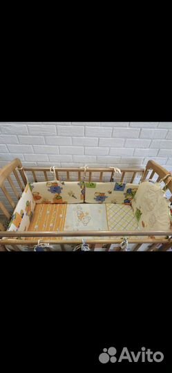 Кроватка+кокосовый матрас+сатиновые бортики