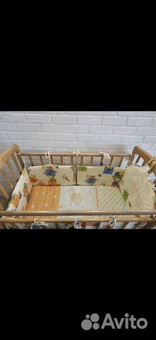 Кроватка+кокосовый матрас+сатиновые бортики